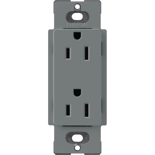 Lutron SCR-15-SL Claro Satin 15A Duplex Receptacle, Not Tamper Resistant in Slate