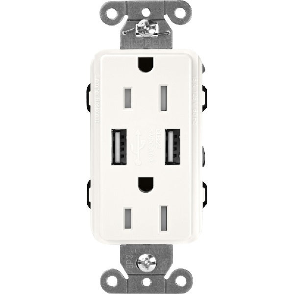Lutron SCR-15-UBTR-BWClaro 15A Dual USB Receptacle, Tamper Resistant in Brilliant White
