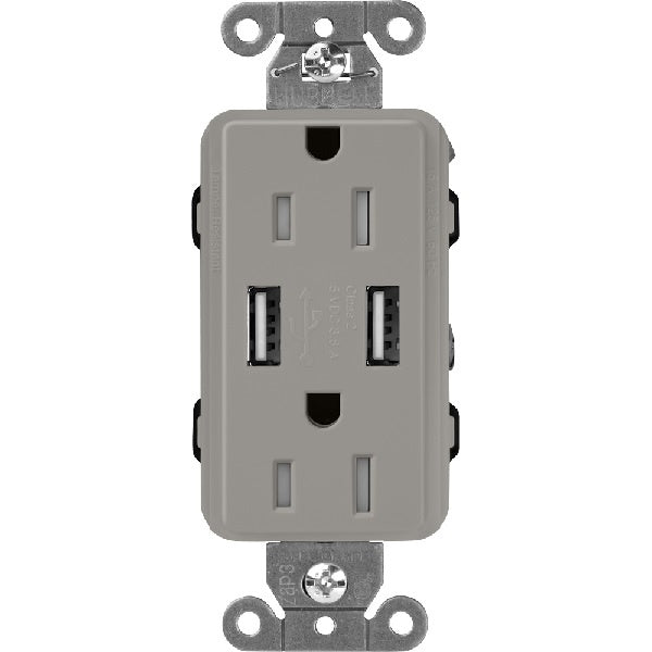 Lutron SCR-15-UBTR-CSClaro 15A Dual USB Receptacle, Tamper Resistant in Cobblestone