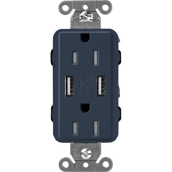 Lutron SCR-15-UBTR-DEClaro 15A Dual USB Receptacle, Tamper Resistant in Deep Sea