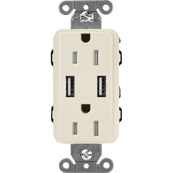 Lutron SCR-15-UBTR-PMClaro 15A Dual USB Receptacle, Tamper Resistant in Pumice