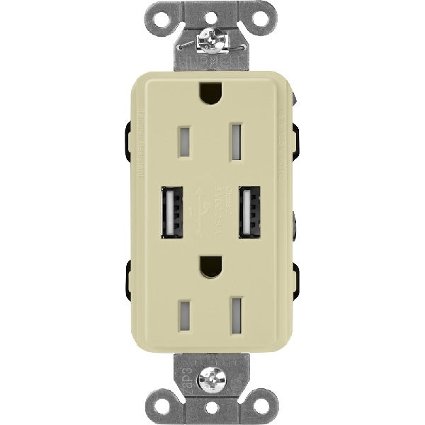 Lutron SCR-15-UBTR-SAClaro 15A Dual USB Receptacle, Tamper Resistant in Sage