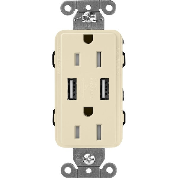 Lutron SCR-15-UBTR-SDClaro 15A Dual USB Receptacle, Tamper Resistant in Sand