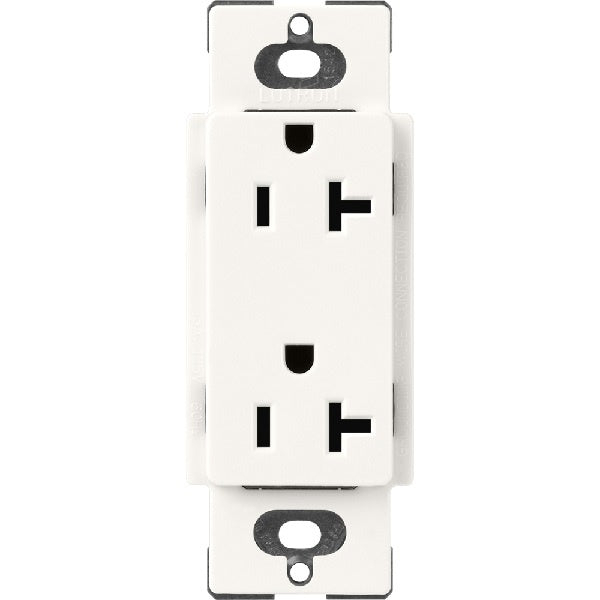 Lutron SCR-20-BW Claro Satin 20A Duplex Receptacle, Not Tamper Resistant in Brilliant White