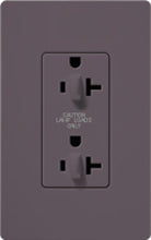 Lutron SCR-20-DDTR-PL Claro Satin Tamper Resistant 20A Duplex Receptacle for Dimming Use in Plum