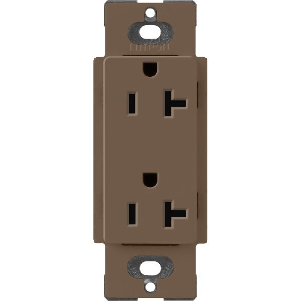 Lutron SCR-20-EP Claro Satin 20A Duplex Receptacle, Not Tamper Resistant in Espresso
