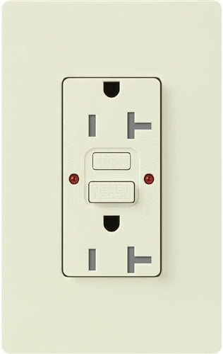 Lutron SCR-20-GFST-BI Claro Satin Self-Testing Tamper Resistant 20A GFCI Receptacle, in Biscuit