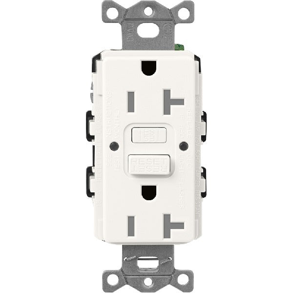 Lutron SCR-20-GFST-BW Claro Satin Self-Testing Tamper Resistant 20A GFCI Receptacle in Brilliant White