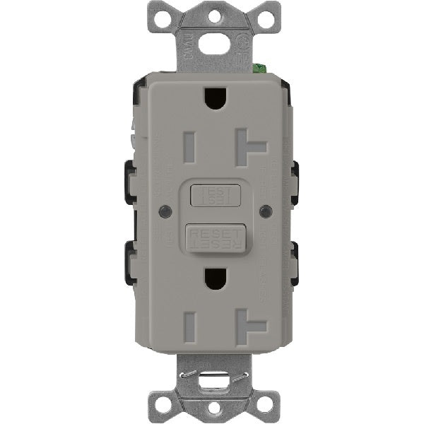 Lutron SCR-20-GFST-CS Claro Satin Self-Testing Tamper Resistant 20A GFCI Receptacle in Cobblestone