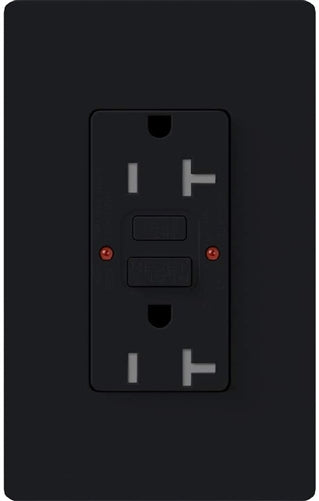 Lutron SCR-20-GFST-MN Claro Satin Self-Testing Tamper Resistant 20A GFCI Receptacle, in Midnight