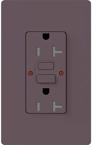 Lutron SCR-20-GFST-PL Claro Satin Self-Testing Tamper Resistant 20A GFCI Receptacle, in Plum
