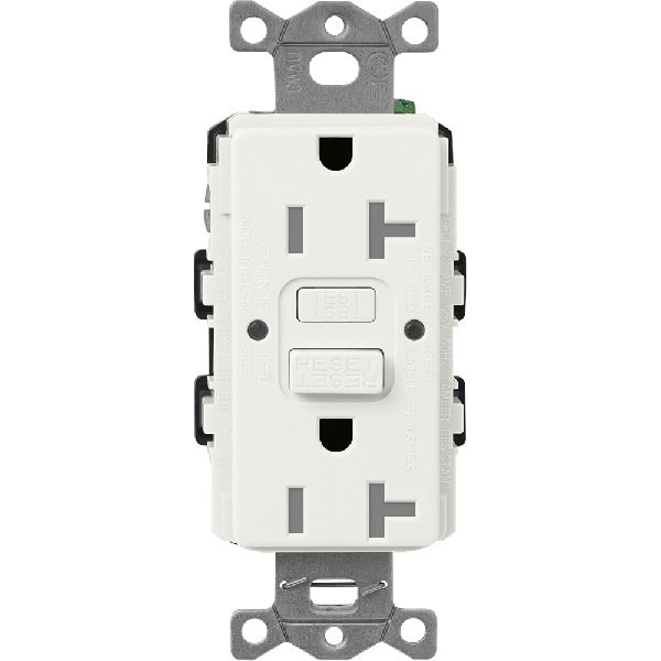 Lutron SCR-20-GFST-RW Claro Satin Self-Testing Tamper Resistant 20A GFCI Receptacle in Architectural White