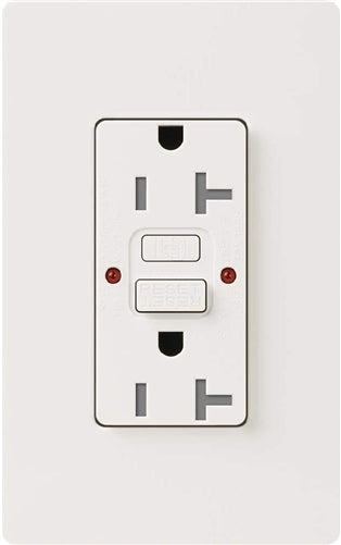 Lutron SCR-20-GFST-SW Claro Satin Self-Testing Tamper Resistant 20A GFCI Receptacle, in Snow
