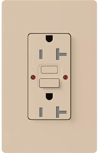 Lutron SCR-20-GFST-TP Claro Satin Self-Testing Tamper Resistant 20A GFCI Receptacle, in Taupe