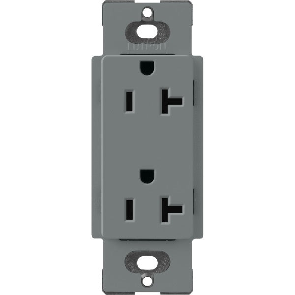 Lutron SCR-20-SL Claro Satin 20A Duplex Receptacle, Not Tamper Resistant in Slate
