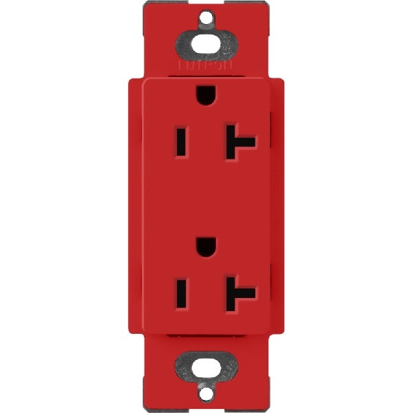 Lutron SCR-20-SR Claro Satin 20A Duplex Receptacle, Not Tamper Resistant in Signal Red