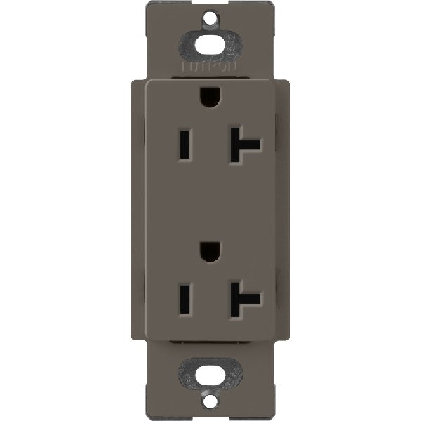 Lutron SCR-20-TF Claro Satin 20A Duplex Receptacle, Not Tamper Resistant in Truffle