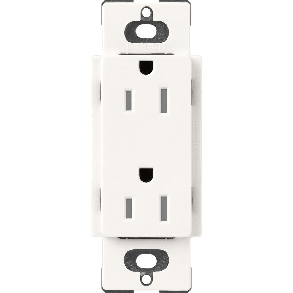 Lutron SCRS-15-TR-BW Claro Satin Tamper Resistant 15A Duplex Receptacle in Brilliant White