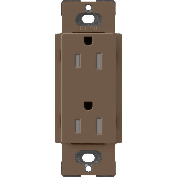 Lutron SCRS-15-TR-EP Claro Satin Tamper Resistant 15A Duplex Receptacle in Espresso