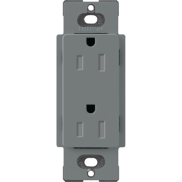 Lutron SCRS-15-TR-SL Claro Satin Tamper Resistant 15A Duplex Receptacle in Slate