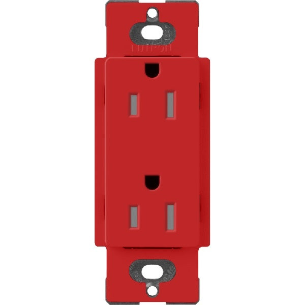 Lutron SCRS-15-TR-SR Claro Satin Tamper Resistant 15A Duplex Receptacle in Signal Red