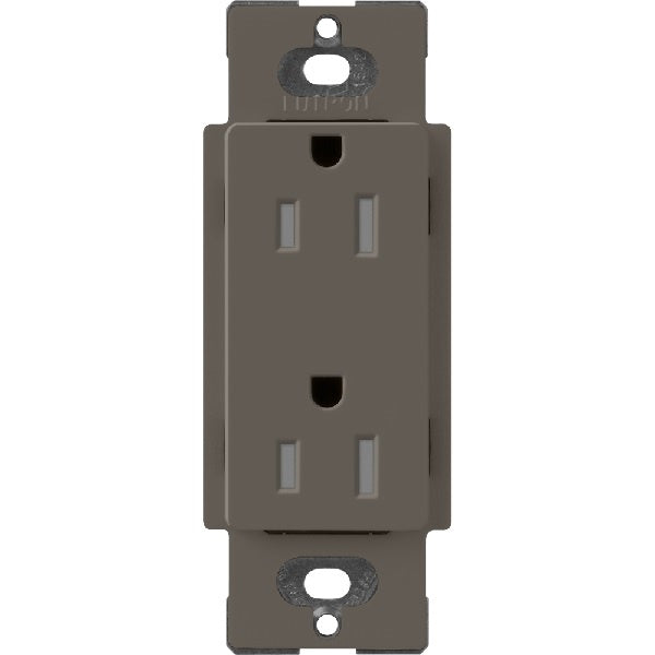 Lutron SCRS-15-TR-TF Claro Satin Tamper Resistant 15A Duplex Receptacle in Truffle