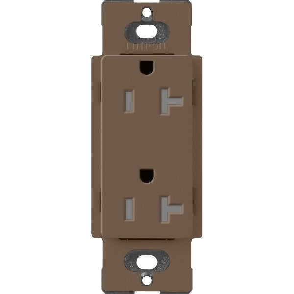 Lutron SCRS-20-TR-EP Claro Satin Tamper Resistant 20A Duplex Receptacle in Espresso