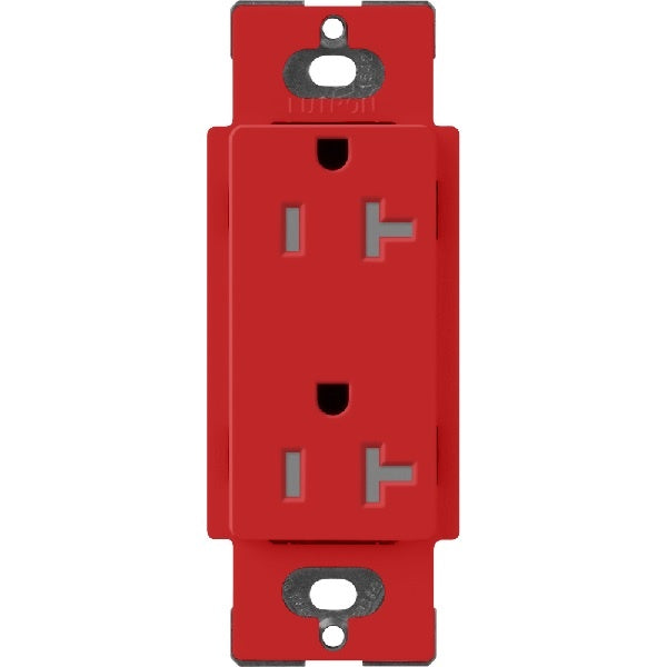 Lutron SCRS-20-TR-SR Claro Satin Tamper Resistant 20A Duplex Receptacle in Signal Red