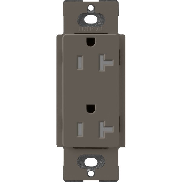 Lutron SCRS-20-TR-TF Claro Satin Tamper Resistant 20A Duplex Receptacle in Truffle