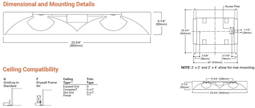 Metalux 22AC-LD5-44-UNV-L830-CD1-U 2'x2' LED Recessed Troffer, 4400 Lumen, 3000K, 0-10V Driver