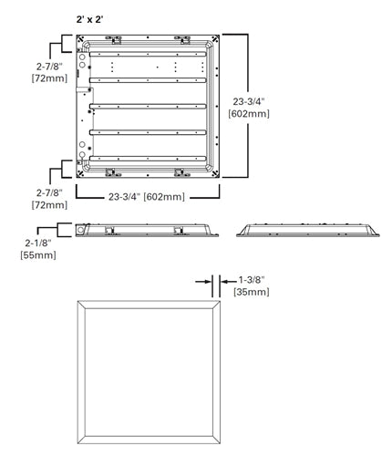 Metalux 22CGT3540C-EL14W 2' x 2' General LED Panel, 32W, 4000K, 80 CRI, 3582 Lumens, EBPLED14W battery installed