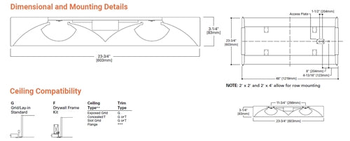 Metalux 24AC-LD5-44-UNV-L835-CD1-U 2'x4' LED Recessed Troffer, 4400 Lumen, 3500K, 0-10V Driver 120-277V