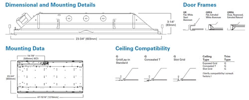 Metalux 24GRFA-LD5-42-F1-UNV-L835-HCD1-U 2'x4' LED Recessed Troffer, Flush White Extruded Aluminum Door, 4200 Lumens, 0.095" Shielding, 120-277V, 80 CRI, 3500K, 1%-100% 0-10V Dimming