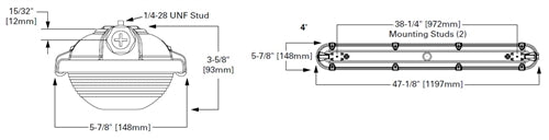 Metalux 4VT3-LD5-4-G-120V-L840-CD1-SSL-U 4' Vaportite, 4000 Lumens, General Distribution, 120V, 4000K, 1 Dimming Driver, Stainless Steel Latch