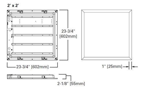 Metalux 22CGTS-L3C3 2'x2' LED Backlit Panel, Selectacble Lumens, Selectable CCT 3500K/ 4000K/ 5000K