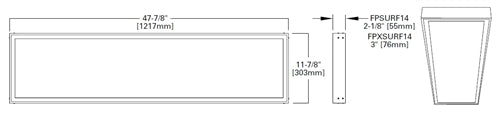 Metalux FPSURF14 Surface Mount Kit for 1' x 4' Edge Lit Panel