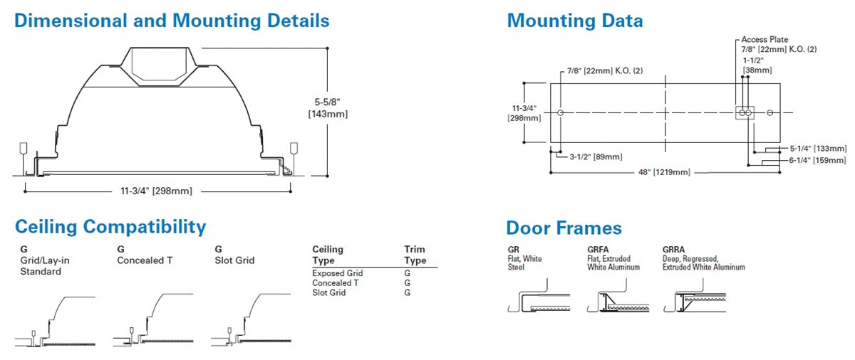 Metalux 14GR-LD5-24-F1-UNV-L835-CD1-U 21W 1'x4' LED Recessed Troffer, 2400 Lumens, 120-277V, 80 CRI, 3500K, 0-10V 10%-100% Dimming