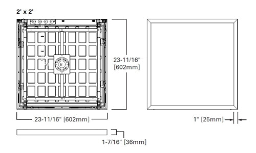 Metalux 22MMS-L3C3-UNV 2'x2' Direct Mount LED Backlit Panel, Multi-Mount CCT Selectable 2700/3000K/3500/4000/5000K, 120-277V with 0-10V Dimming, 5% Standard