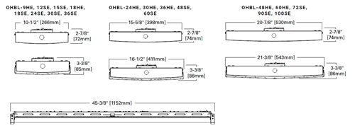 Metalux OHBL-72SE-MCL-UNV-L840-EL20W-CD-U 4' LED High Bay, 72000 Lumens, Standard Efficacy, Medium Clear Distribution, 120-277V, 80 CRI, 4000K, Emergency Battery Pack, 0-10V Dim