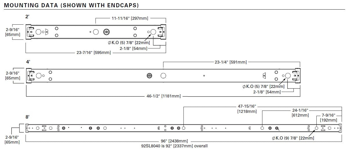 Metalux 8SLSTP11035DD-UNV 83W 8' Linear LED Striplight, 10000 Lumens, 3500K, 0-10V Dim to 10%