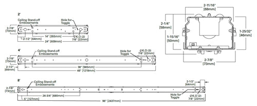Metalux 8TSNLED-LD5-106SL-LN-UNV-L835-CD1-U 8' Linear LED Striplight, Round Semi-frost Lens, Narrow, 10500 Lumens, 3500K, 0-10V Dimming