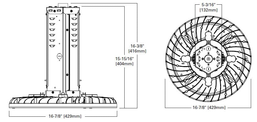 Metalux SSLED-LD5-24-W-UNV-L840-CD2-U 133W LED Round High Bay, 24000 Lumens, Wide Distribution, 120-277V, 4000K, 0-10V Dimming Driver, 2 Drivers