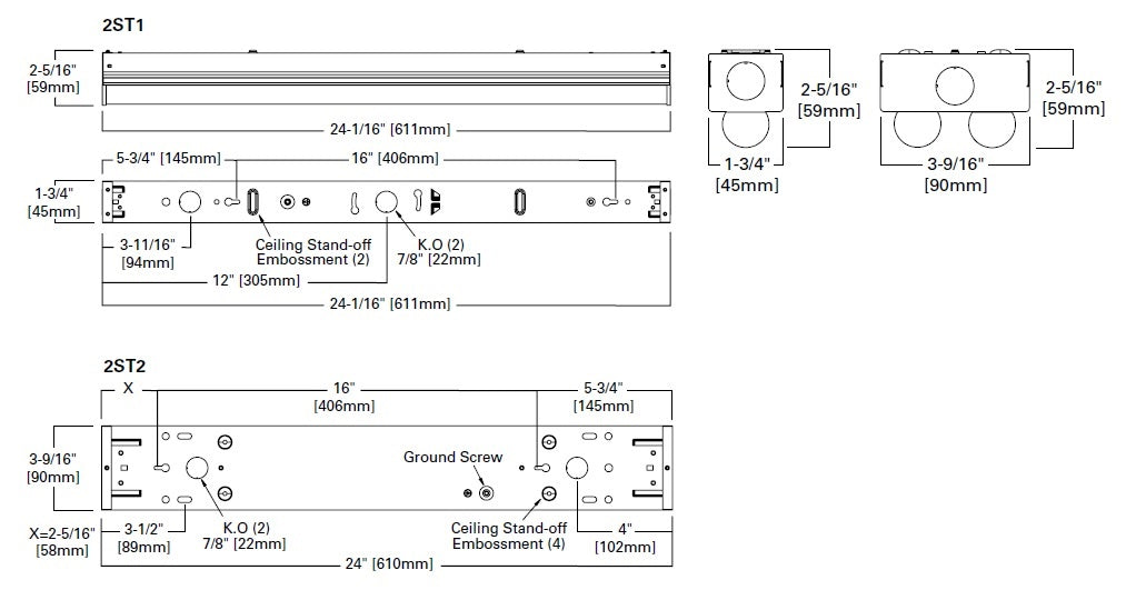 Metalux 2ST1L1040R 9.8W 2' LED Striplight, Single Lens, 120-277V, Non-Dimming, 4000K, 1165 Lumens