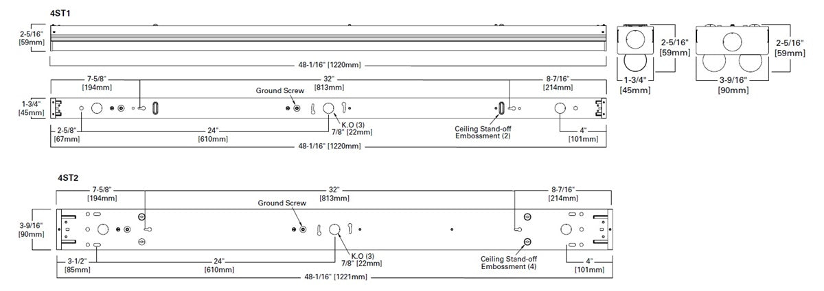 Metalux 4ST2L4050R 39.4W 4' LED Striplight, Double Lens, 120-277V, Non-Dimming, 5000K, 4790 Lumens