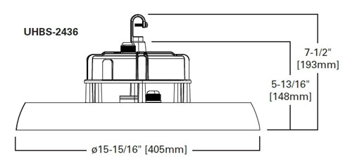 Metalux UHBS-2436-MV-L84050-U 150/200/240W LED Round High Bay, 4000K/5000K Selectable CCT, Selectable Lumens, 120-347V, 0-10V Dimming