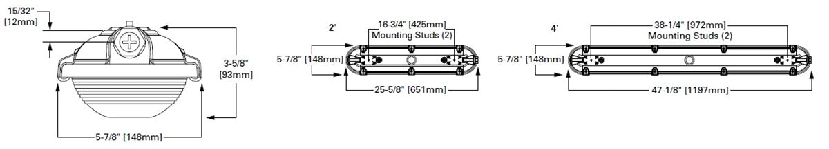 Metalux 2VT3-LD5-4-P-UNV-L850-CD1-U 34W 2' Vaportite, 4K Lumen, Parking Garage Dist, 120-277V, 5000K, 4000 Lumens, Dimmable