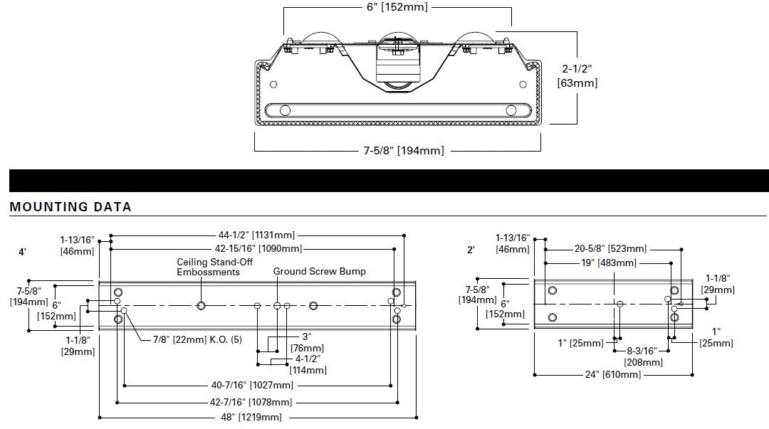 Metalux 2WNLED-LD4-28SL-F-UNV-L830-CD1-U 24.2W 4' Utility LED Wraparound, 2800 Lumens, 120-277V, 0-10 Dimming Driver, 3000K