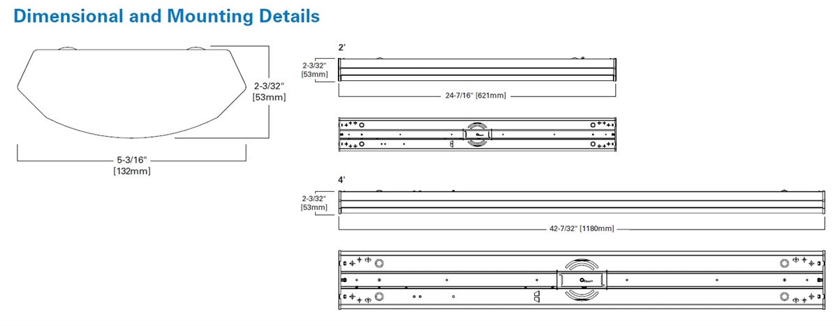 Metalux 4WPLD4040C 42W 4' Low Profile LED Utility Wraparound, 4000K, 4603 Lumens, 120-277V, 0-10V Dimming to 10%