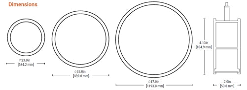 Neo Ray DFN2DP-RG3F0060DS940-FLL-1DUDD-SC04T1B 2" Define Geo Ring, Direct Susp, 3' Ring Pattern, 6000 Lumens, 4000K, 90 CRI, Frosted Lens, Single Circuit, 120-277V, 0-10V, Silver Body, 4' Air Craft Cable Collector, 15/16in T-Grid, Black