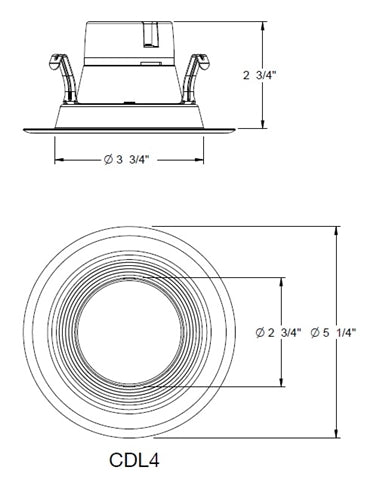 Prescolite CDL4-7L30KA WH 4" Recessed LED Downlight, 705 Lumens, 90 CRI, 3000K, ELV Dimming, 120V, White Trim
